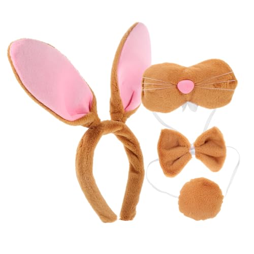 IWOWHERO 1 Satz tierisches Stirnband Tiere Kaninchenohrstirnband Tierohren Stirnband Erwachsener Kostüme halloween party bunny tail Kaninchen Cosplay Cosplay-Zubehör Stoff Brown von IWOWHERO