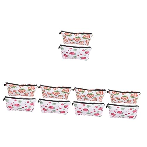 IWOWHERO 10stücke Tragbarer Kosmetikbeutel Mit Erdbeerprint Für Reisen Toilettenartikel Und Make-up-Organisation Für Damen Und Mädchen Kompakt Und Praktisch Für Schule Zuhause Und Mehr von IWOWHERO