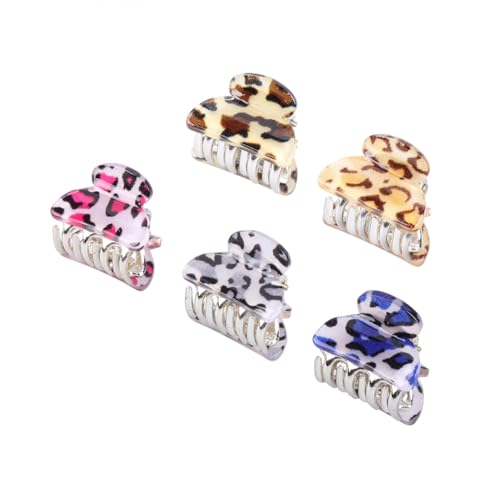 IWOWHERO 10 Stück Teiliges Acryl Mini Klauen haarclip mit Leopardenmuster Kleine Haarklammern für Damen und Mädchen Modische Dekorative Haarspangen für Alltag und Besondere Zufällige Farbe von IWOWHERO