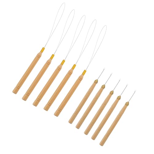 IWOWHERO 10 Stück Teiliges Dreadlocks Häkelnadeln mit Ergonomischem Holzgriff Glatte Oberfläche zum Flechten und Stylen von Haaren Geeignet für Heim Salongebrauch Zubehör für Dreadlock von IWOWHERO