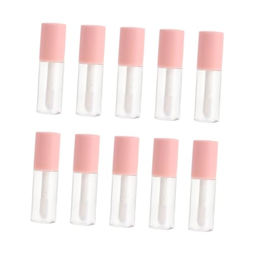 IWOWHERO 10 Stück Teiliges Set Lippen Gloss Röhrchen Mattrosa Transparente Kosmetikbehälter Leicht Bruchsicher für DIY Lipgloss Lipöl Lip Dye Flüssigkeiten Tragbar für Reisen und Alltag von IWOWHERO