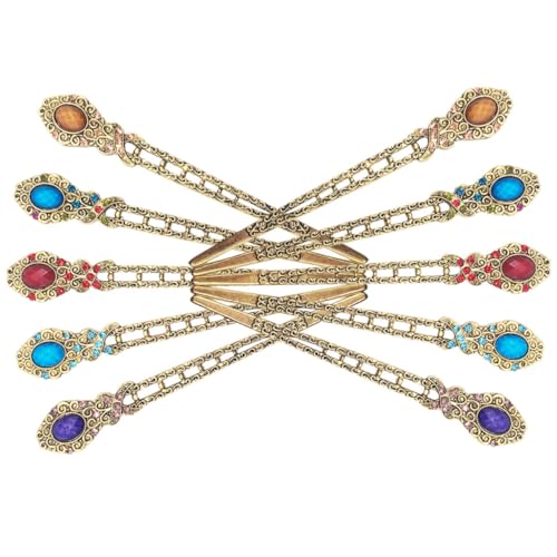 IWOWHERO 10 Stück Teiliges Vintage Haarschmuck Haarschieber aus Robustem Legierungsmaterial mit Strass Kompakte Chinesische Haarstäbchen für Damen Elegantes Styling und Tägliche von IWOWHERO