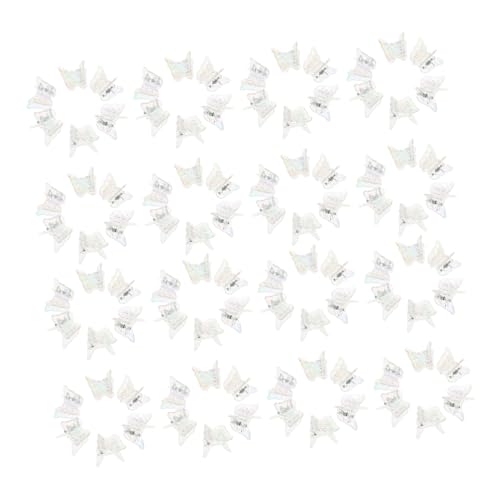 IWOWHERO 100 Stück Mini Schmetterlings-haarclips Transparent Mermaids Iridescent Kleine Haarklammern für Frauen Mädchen Junge Mädchen Leicht Tragbar Stilvolle Haarschmuck für Alltag und von IWOWHERO