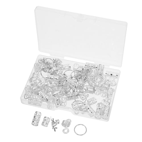 IWOWHERO 100stücke Silberne Haarringe Set Verstellbare Haar Cuffs Für Zöpfe Und Dreadlocks Metallische Haarschmuck Clips Für Und Mädchen Für Partys Hochzeiten Und Cosplay von IWOWHERO