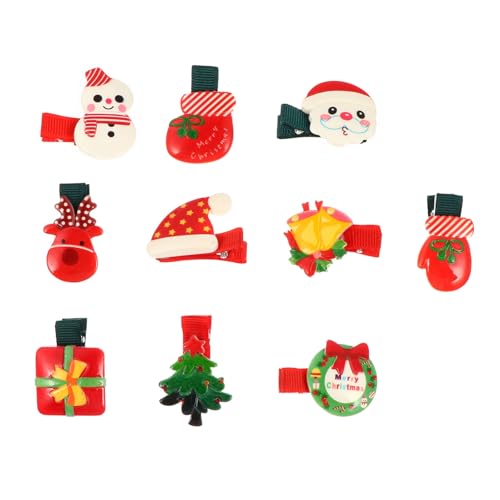 IWOWHERO 10st Haarnadel Aus Acryl Haarspangen Für Kinder Weihnachtshaar Geweih-haarspangen Für Kleinkinder Weihnachtsmütze Für Kinder Haarpolsterung Haarfüller Ausgabekarte Mädchen von IWOWHERO