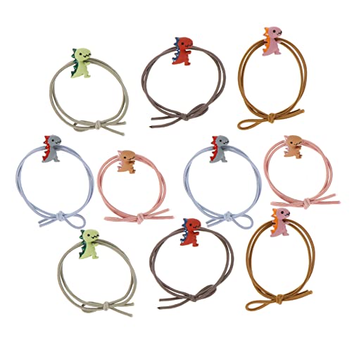 IWOWHERO 10stücke Kunterbunte Dinosaurier Haargummis Für Mädchen Teiliges Elastische Zopfbänder Haarschmuck-accessoire Für Alltag Und Besondere Anlässe von IWOWHERO