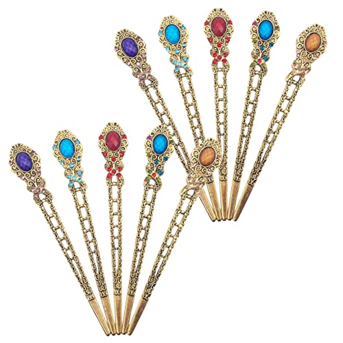 IWOWHERO 10stücke Vintage Haarnadeln Für Frauen Chinesische Haarstäbchen Mit Strass Haarschmuck Für Hochzeiten Fotografie Oder Cosplay Stilvolle Haaraccessoires von IWOWHERO