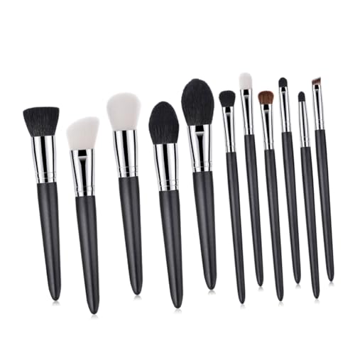 IWOWHERO 11stücke Teiliges Make-up-pinsel-set Aus Ziegenhaar Mischpinsel Für Puder Cremes Flüssigkeiten Holzgriff Für Lidschatten Concealer Für Reisen von IWOWHERO