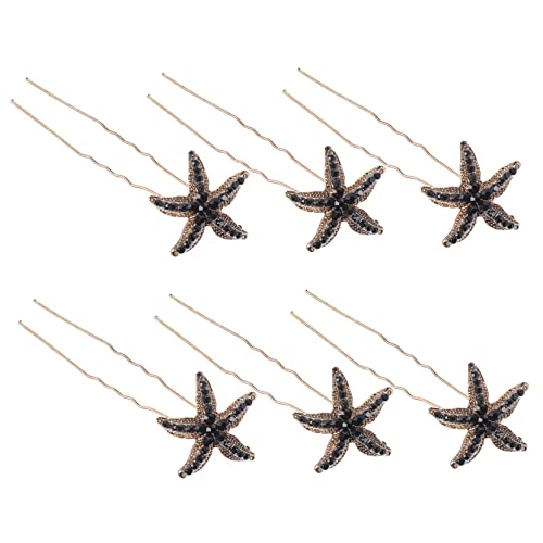 IWOWHERO 12 Stk Strass-Seestern-Haarnadel schwarze Haarspangen Haarklammer Stern Haarspangen hochzeitshaar schmuck wedding hair accessories Sternhaar Damen Haarspange Legierung Black von IWOWHERO