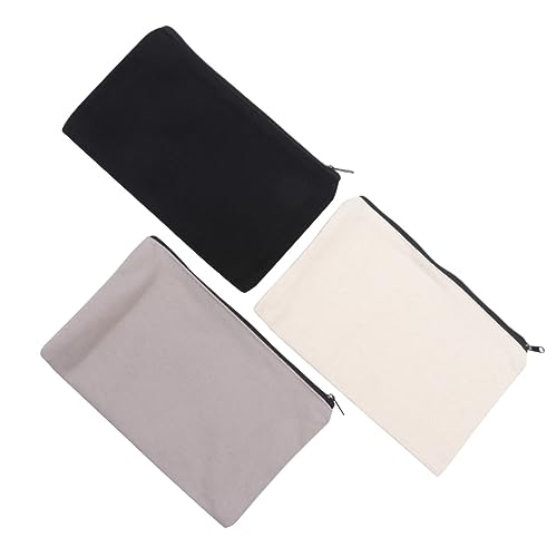 IWOWHERO 12stücke Reißverschluss Kosmetiktasche Aus Canvas Tragbare Aufbewahrungstaschen Mit Reißverschluss Für Schminkbeutel Und Federmäppchen in Schwarz Beige von IWOWHERO