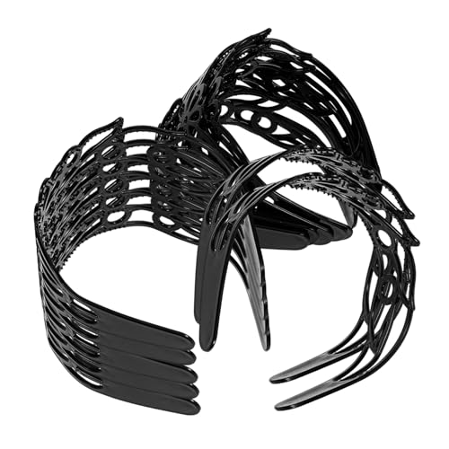 IWOWHERO 12 Stück Teiliges Vintage Haarreifen mit Blumenmuster Schwarzes Retro Design mit Hohlem Blumenmotiv Haarbänder für Damen Geeignet für Brautstyling Festivals und Alltag von IWOWHERO