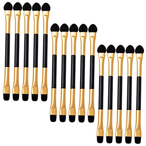 IWOWHERO 15 Stück Teiliges Doppelseitiges Lidschatten Pinsel Tragbare und Leichte Augen Make Up Applikatoren für Business Party Hochzeit und Alltag Angenehmes Material Kratzen von IWOWHERO