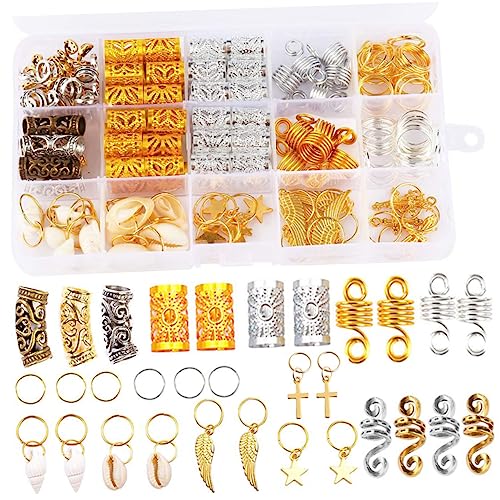 IWOWHERO 159stücke Teiliges Dreadlock Zubehör Mit Haarperlen Und Schmuck Für Zöpfe Vielseitige Haarschmuck Ringe Für Verschiedene Anlässe Sicher Und Praktisch Für Haarstile von IWOWHERO