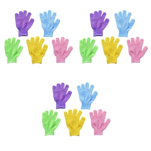 IWOWHERO 15paare Exfolierende Badehandschuhe Für Männer Und Frauen Fünf Finger Body Scrub Handschuhe Für Dusche Sauna Und Bad Wiederverwendbare Peelinghandschuhe Für Sanfte Hautpflege von IWOWHERO