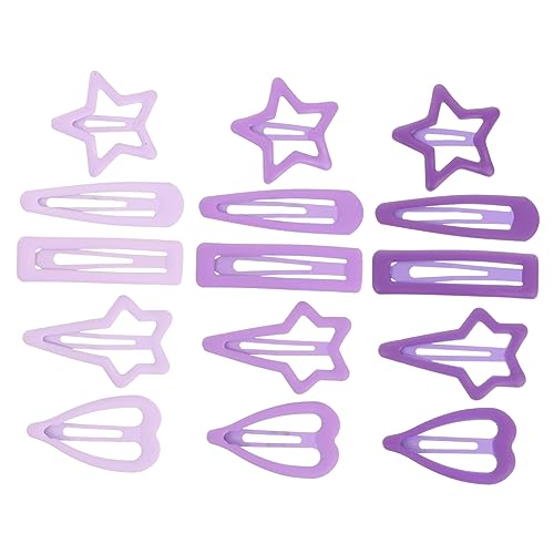 IWOWHERO 15stücke Metall-haarspangen Druckknopf-clips Stern-form Herz-form Haarschmuck Für Mädchen Passend Für Geburtstage Weihnachtsfeiern Hochzeiten Alltag von IWOWHERO