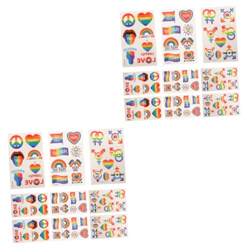 IWOWHERO 18blätter Regenbogen Tattoos Für Temporäre Wasserfeste Aufkleber Für Pride Festivals Und Feiern Bunte Herz Und -designs Für Körper Und Bastelprojekte von IWOWHERO