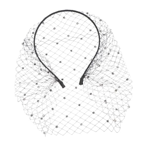 IWOWHERO 1Stk Mesh-Stirnband Vogelkäfig Schleier Schleier Haarband haarschmuck Hochzeitsschleier florales Stirnband Strasshüte für Haarnadel schwarzer Hut Damen von IWOWHERO