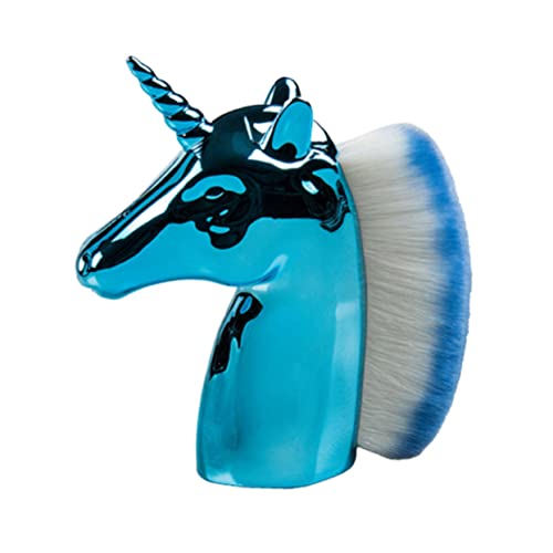 IWOWHERO Einhorn-form Kosmetikpinsel Für Foundation Puder Blauer Tragetasche Hochwertiger Kunststoffgriff Geeignet Für Frauen Mädchen Und Damen Professioneller Make-up-behandlung von IWOWHERO