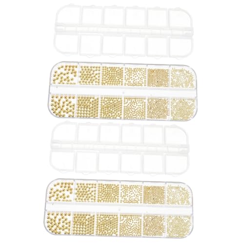 IWOWHERO 2 Kisten Nagelbohrer Nagelstecker Für Mädchen Wimpernboxen Verpackung Nagelschmuck Charms Nagel Charms Nagelkunstperlen Nagel Charme Nagelkunst-anhänger Golden Stahl Ball von IWOWHERO