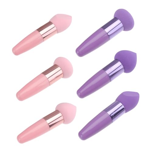 IWOWHERO 2 Sätze Kosmetik Schwämme mit Griff Professionelle Make Up Werkzeug Pens für Foundation Concealer Blush Lidschatten Tragbares Makeup Gadget Weiche Langlebige Beauty Tools Teilig von IWOWHERO