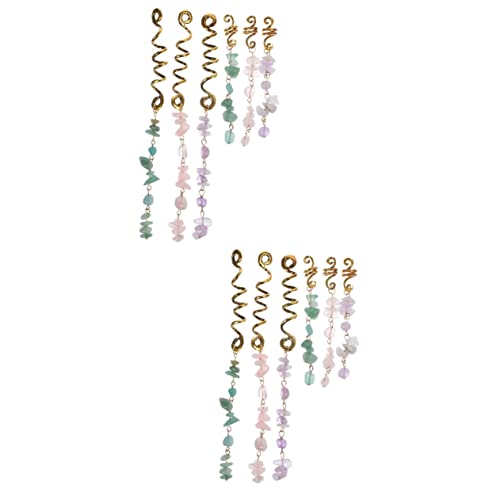 IWOWHERO 12stücke Dreadlock Haarschmuck Mit Jade- Verstellbare Haarspiralen Für Zöpfe Und Frisuren Braid Zubehör Für Festivals Partys Und Alltag von IWOWHERO