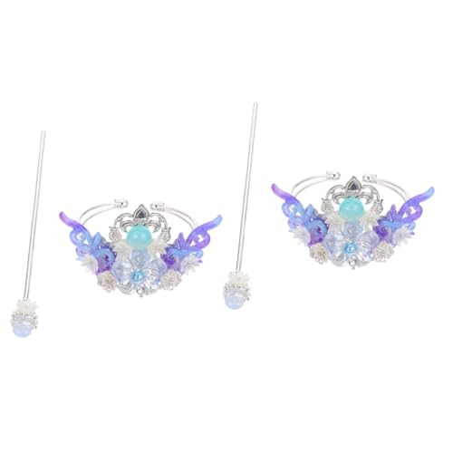IWOWHERO 2 Sets Hanfu Haarkrone Kopfschmuck Han Schmuck Vintage Hanfu Haarnadeln Dekorative Haarspangen Chinesische Haarstäbe Perlen Haarnadel Chinesische Haarstäbchen Asiatische von IWOWHERO