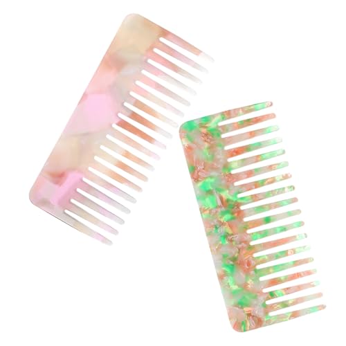 IWOWHERO 2 Stck Breiter Zahnkamm Antistatisch Haarkamm für Männer und Frauen Leicht Kompakt Schonend zum Haar Kopfhaut Praktischer Stylingkamm mit Breiten Zähnen Grün von IWOWHERO