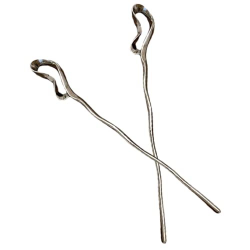 IWOWHERO 2 Stck Teiliges Unregelmäßige Haarnadeln aus Metall Chinesische Haarstäbchen für Frauen Elegante Haarschmuck für Dutt und Dickes Haar Geeignet für Hochzeit Party und Alltag von IWOWHERO