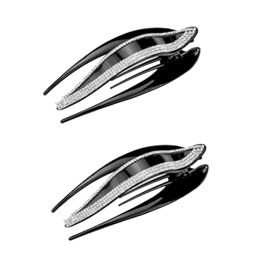 IWOWHERO 2 Stück Damen Strass Haarspange Haarnadel Kopfbedeckung Für Frauen Funkelndes Modeaccessoire Schwarz von IWOWHERO