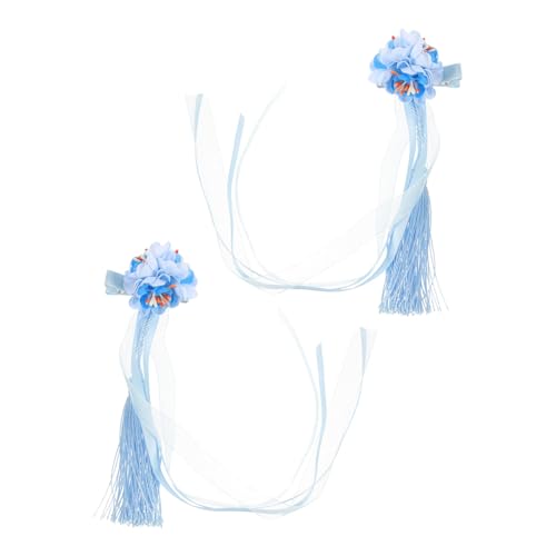 IWOWHERO 2stücke Lange Blumen-haarklammern Mit Ripsband Und Quasten Im Chinesischen Stil Haaraccessoires Für Damen Für Hochzeiten Und Besondere Anlässe von IWOWHERO