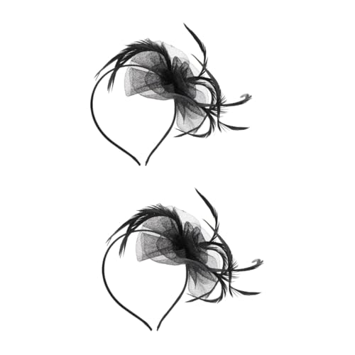 IWOWHERO 2 Stk Stirnband Aus Federnetz Haarspangen Für Damen Krawatten Nackter Fascinator Hochzeitsschleier Fascinator-clip Feder Haarband Fascinator-stirnband Aus Federn Black Gittergewebe von IWOWHERO