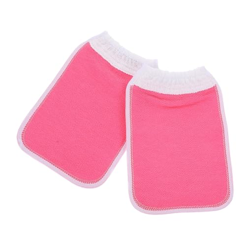IWOWHERO 2 Stück Badehandschuhe waschen Dusche Duschhandschuhe für Männer Peeling exfoliating glove exfoliate gloves Körpertücher schrubben Badetücher Handschuhe Pflanzenfasern Rosa von IWOWHERO
