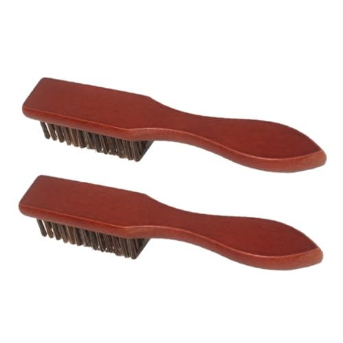IWOWHERO 2 Stück Bartbürste aus Holz Flach für Männer Reinigt Rasurreste Entwirrt und Stylt alle Bartlängen Handliche Back Hair Brush für Tägliche Pflege und Reisen von IWOWHERO