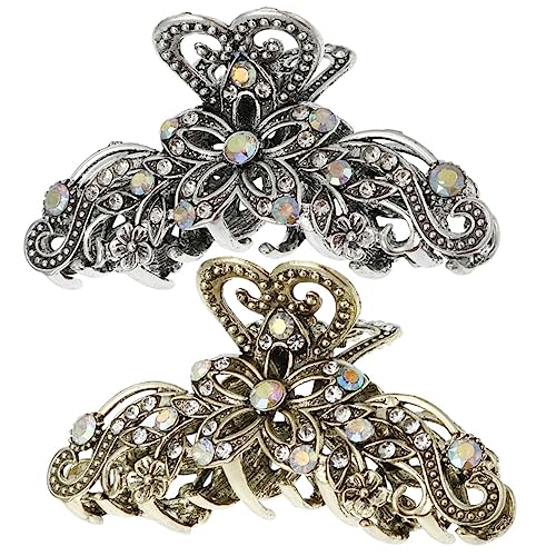 IWOWHERO 2stücke Strass-haarspangen Aus Metall Große Haarklammern Für Dickes Haar Dekorative Haarschmuck Für Frauen Haarstyling-tool Für Mitteldickes Dickes Haar von IWOWHERO