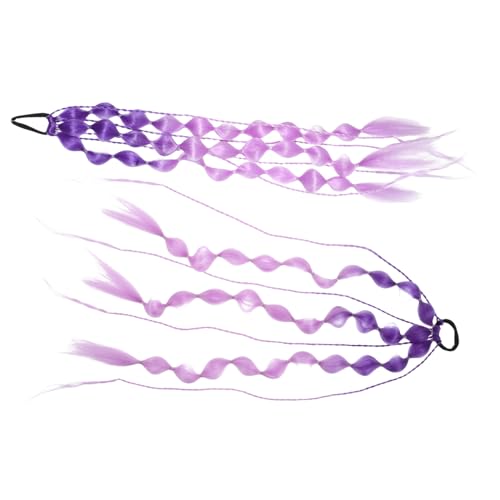 IWOWHERO 2 Stück Bunte Haarverlängerung Geflochtene Bubble Ponytail Extensions Weiches Haarschmuck für Mädchen Einfaches Anlegen Komfortables Material für Party Alltag Bühne von IWOWHERO