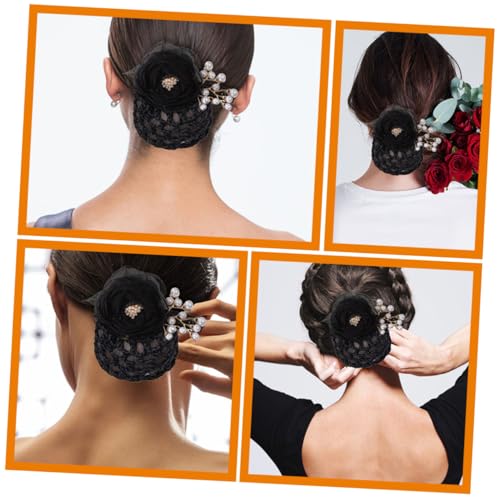 IWOWHERO 2 Stück Elegante Haarnetz Clip mit Blumenmotiv Stabile Haarklammern für Damen Fester Sitz Vielseitiges Haarschmuck accessoire für Duttfrisuren bei Besonderen Anlässen Alltag von IWOWHERO