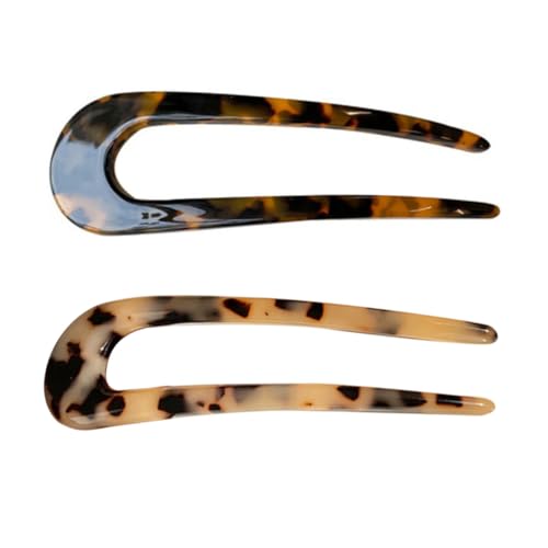 IWOWHERO 2 Stück Elegante U förmige Haarnadeln Damen Leopardmuster Robuste Vintage haargabeln aus Sicherem Material für Dutt Alltag Party und Festliche Anlässe Geeignet Zufällige Farbe von IWOWHERO