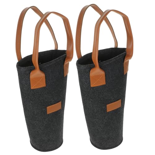 IWOWHERO 2 Stück Filz Weinflaschen Tragetasche mit Ledergriff Dekorativer Weinspeicher für Partys und Robuste und Langlebige Weintaschen von IWOWHERO