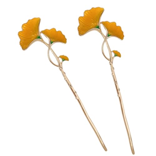 IWOWHERO 2 Stück Ginkgo Haarnadel aus Langlebiger Leichter Haarschmuck für Damen Glatte Haarnadel zum Fixieren von Duttfrisuren Modischer Kopfschmuck mit Perlenakzent von IWOWHERO
