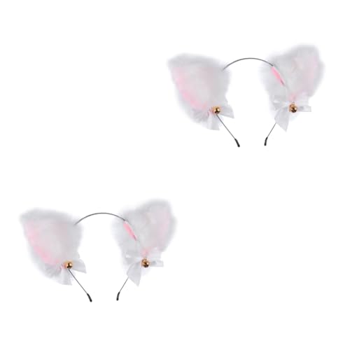 IWOWHERO 2 Stück Glöckchen Katzenohren Stirnband Katzenohren Kopfschmuck Rote Katzenohren Spa Stirnbänder Katze Schwarze Katzenohren Haarband Katzenohren Mit Glöckchen Pelzige von IWOWHERO