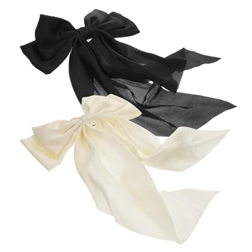 IWOWHERO 2 Stück Große Haarklammern mit Schleife und Langem Robuste Metallclips für Dickes und Lockiges Haar Modische Haarspangen für Damen und Mädchen Schwarz und Weiß Langlebig und von IWOWHERO