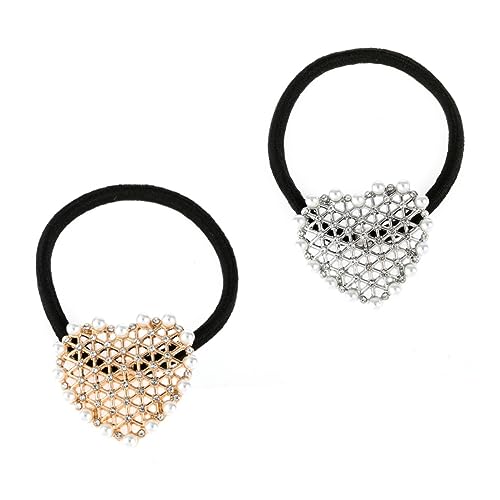 IWOWHERO 2 Stück Haarbänder Für Stirnbänder Herzförmige Pferdeschwanzhalter Für Frauen Und Mädchen Vintage-haarseile Elastische Haarbänder von IWOWHERO