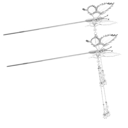 IWOWHERO 2 Stück Haarschmuck Haarnadel Schmetterling mit Quaste Stabile Haarstäbchen für Damen Geeignet für Dutt Hochzeit Party und Alltag Langlebig Einfach zu Tragen von IWOWHERO