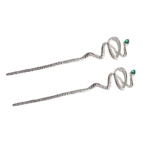 IWOWHERO 2 Stück Haarstab in Schlangenform Silberfarben Im Antiken Stil Haarschmuck Für Frauen Minimalistischer Schmuck Haargabel Für Haare von IWOWHERO