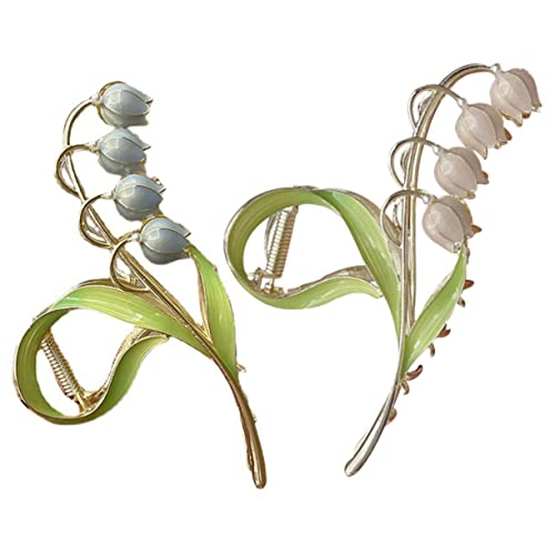 IWOWHERO 2stücke Haarklammern Mit Tulpenblüte Für Hinten Blumen-haarklammern Für Langes Haar Haarspangen Für Frauen Zum Kochen Duschen Oder Arbeiten Tragen von IWOWHERO