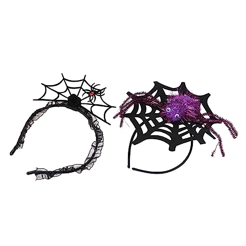 IWOWHERO 2 Stück Halloween Spinnennetz Haarreif Große Spinne Kopfband Cosplay Zubehör Leicht und Kratzfrei Für Damen und Herren Karneval Party von IWOWHERO