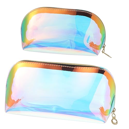IWOWHERO 2 Stück Holografische Kosmetiktasche Teiliges mit Innenfächern Transparenter Make Up Organizer für Damen Langlebig Modisch und Geräumig für Reisen und Tägliche Aufbewahrung von IWOWHERO