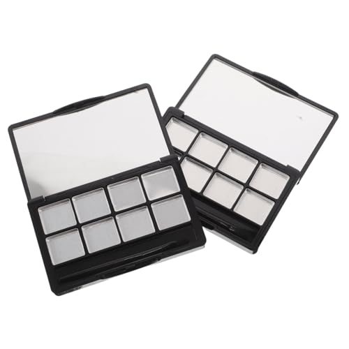 IWOWHERO 2 Stück Lidschatten-palette Tragbarer Lippenstift-organizer Aufbewahrungsbehälter Für Lidschatten Lippenstifthalter Fall Lippenstiftkoffer Mit Spiegel Leere Palette Schwarz Plastik von IWOWHERO
