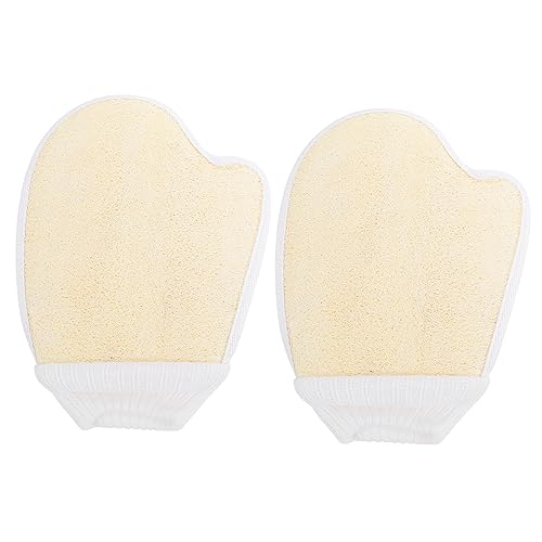 IWOWHERO 2pcs Natürliche Schwamm Luffa Dusche Handschuhe Bad Handtücher Handschuhe Wäscher Peeling Handschuh Set von IWOWHERO