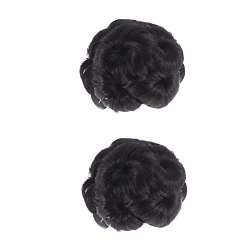 IWOWHERO Damen-kopfbedeckung 2er-pack Pferdeschwanz Hochsteckfrisur Haarknoten Clips Naturschwarz Zum Tragen von IWOWHERO